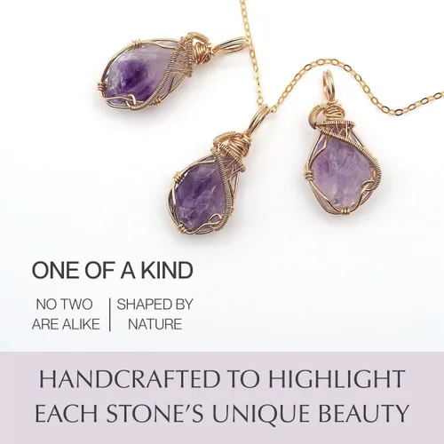 Vista 3 de Designs by Nature Gems – Collar con colgante, cadena chapada en oro de 18 pulgadas de 14 quilates