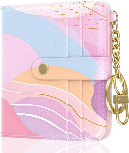 Vista 12 de Aiawoxc billetera para mujer, billeteras pequeñas RFID para mujer, cartera delgada y compacta para tarjetas de crédito, linda cartera de cuero