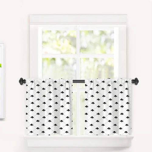 Vista 190 de Cortinas opacas de poliéster multicapa para cafetería, con diseño de diamantes, 2 unidades, 26 x 24 pulgadas
