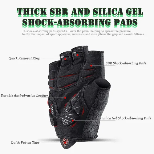 Vista 2 de HiRui Guantes de entrenamiento para hombres, mujeres y niños, guantes de ejercicio ventilados, guantes de ciclismo con acolchado de silicona