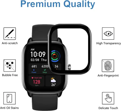 Vista 2 de Protector de pantalla para Amazfit GTS 4 Mini Smartwatch, HD transparente, antiarañazos, antihuellas dactilares, compatible con Amazfit GTS 4 Mini