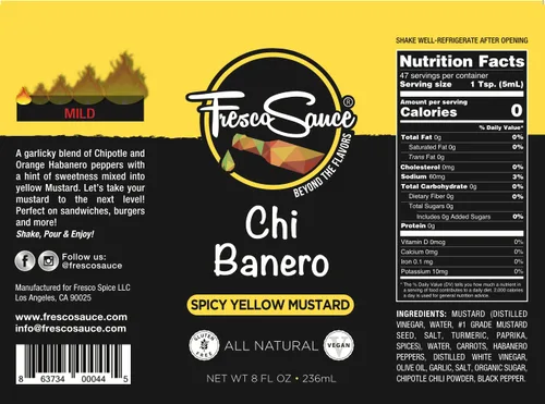 Vista 2 de Fresco Sauce - Fabulosa Caja de Regalo de Salsa Picante Paquete de 4 - Mostaza Chi Banero - Mezcla de Pimienta Asada al Fuego - Ajo Cítricos Fresno
