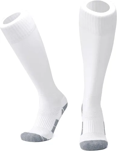 Vista 4 de Zando Paquete de 13 calcetines de fútbol hasta la rodilla para mujeres y hombres, calcetines de béisbol y sóftbol para jóvenes y adultos, calcetines