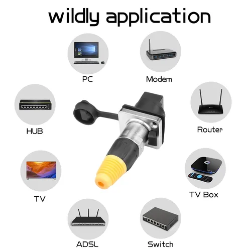 Vista 6 de YACSEJAO Interfaz RJ45, conector de enchufes impermeables, ángulo recto, RJ45, montaje en panel, IP65, impermeable, Cat5/5e/6, 8P8C, Ethernet LAN