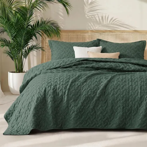 Vista 30 de Bedsure Quilts Twin Size - Lightweight Bedspreads Twin Size with Basket Weave Pattern, Soft Quilt Bedding Set, Grey Comforter Set Coverlet for All