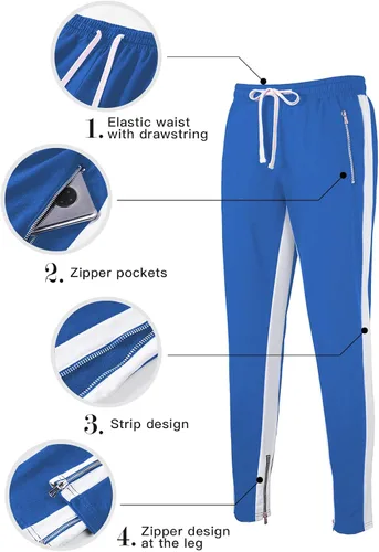 Vista 5 de JMIERR Pantalones deportivos para hombre con bolsillos con cremallera, pantalones deportivos ajustados para gimnasio, correr, entrenamiento
