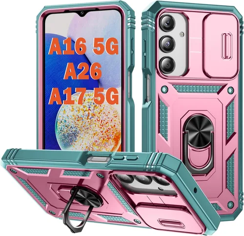 Vista 174 de PASNEW Funda militar para iPhone 13 Pro Max, cubierta de cámara deslizante y soporte de anillo de metal de 360°, carcasa rígida multicapa resistente
