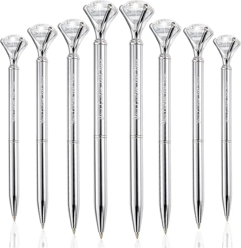 Vista 14 de Personalizado 20 Piezas Big Diamond Pen Rhinestones Crystal Metal Bolígrafo Promocional Tinta Negra