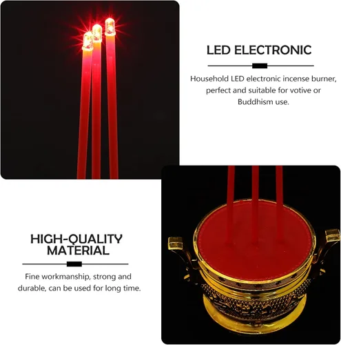 Vista 3 de NUOBESTY Lámpara de vela budista LED eléctrica luz decorativa quemador de incienso soporte budista templo budista Buddha suministros candelabros