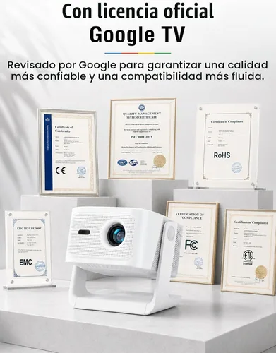 Vista 9 de 【Google TV con Licencia Oficial】Proyector Inteligente 4K con WiFi y Bluetooth, Proyectores para Exteriores VOPLLS con Dolby