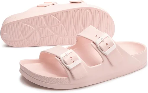 Vista 4 de FUNKYMONKEY - Sandalias bajas cómodas para mujer, hechas de etilvinilacetato, ajustables con hebilla doble