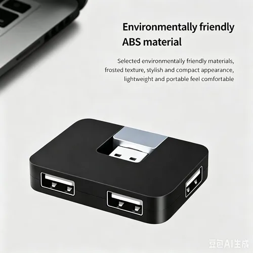 Vista 8 de Concentrador USB 2.0, 4 puertos mini en forma de U de transferencia de datos para PC portátil, de escritorio, Plug and Play, negro