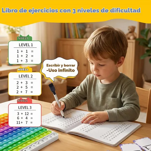 Vista 4 de JoyCat Tarjetas Didácticas de Suma + Gráfico, 78 Tarjetas Perforadas para Niños de Pre K, 1º, 2º, 3er Grado, Herramientas de Aprendizaje