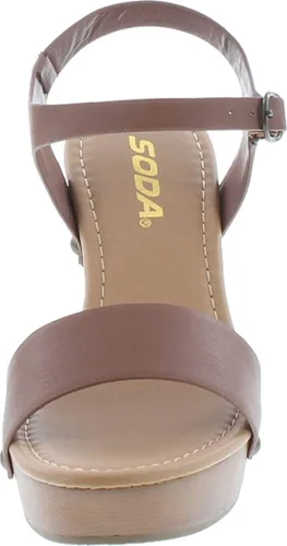 Vista 8 de Soda CHIVAS Women's Bold Buckles Studded Wedge Sandal