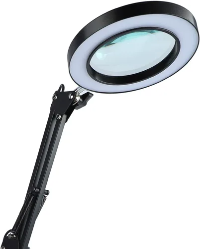 Vista 6 de Lámpara de aumento LED con abrazadera, 2.200 lupa regulable súper brillante con luz y soporte, lámpara de lupa de brazo giratorio ajustable