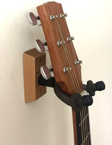 Vista 3 de Tetra-Teknica Essentials Series EGH-01NW-2P - Percha para guitarra de madera dura para hogar y estudio, paquete de 2
