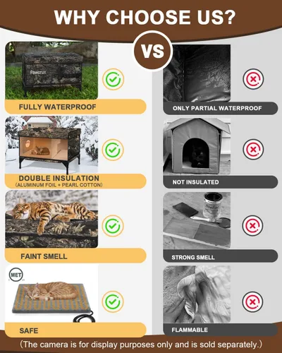 Vista 7 de Casa para gatos con calefacción para gatos al aire libre, casa para gatos al aire libre con aislamiento impermeable, con almohadilla térmica, casa
