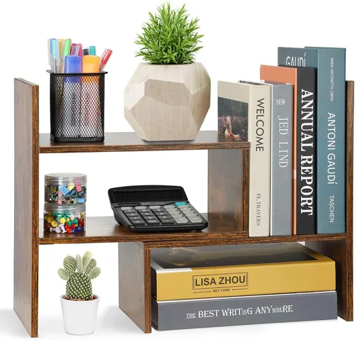 Vista 8 de Sorfity - Organizador de escritorio ajustable de madera, estante de exhibición de escritorio, estante de almacenamiento de escritorio, estante
