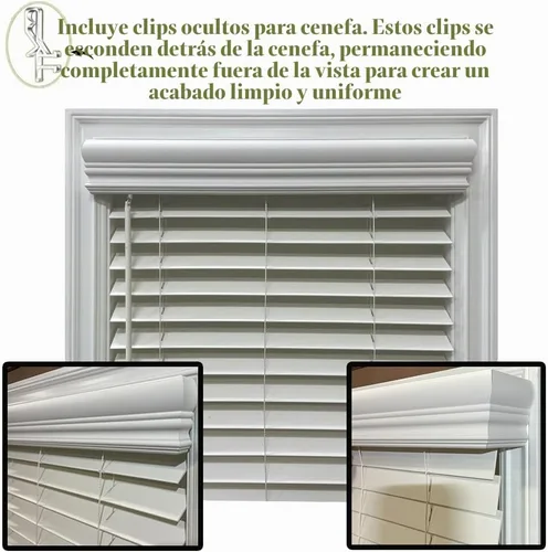 Vista 2 de Faux Wood Blinds Valance - Custom Made to Your Size (Color: White)