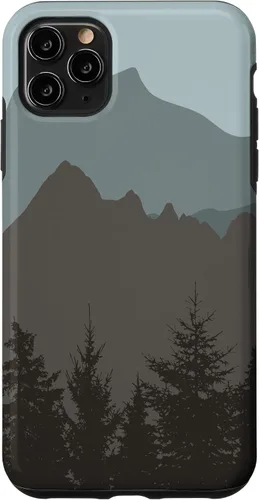 Vista 13 de Mountains Peaks - Carcasa para iPhone 17, diseño abstracto de paisaje natural, color gris y azul