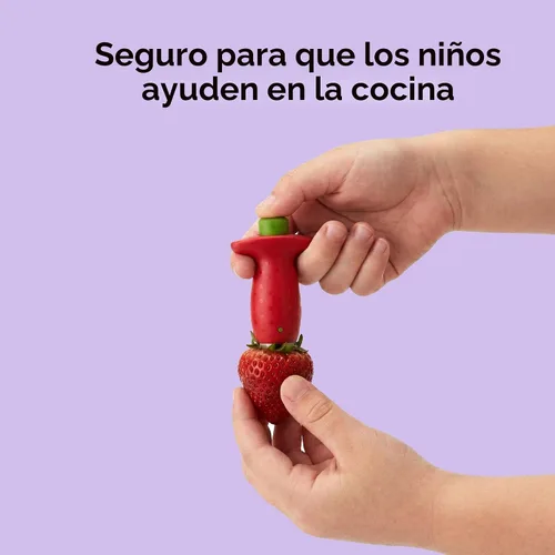 Vista 4 de Chef'n Original Stem Gem Quita-Tallos de Fresa, Rojo/Verde - 102-138-005