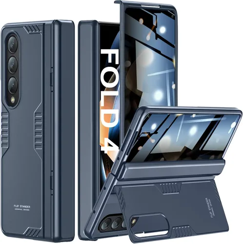 Vista 12 de Funda para Samsung Z Fold 4: [Soporte oculto] [carga inalámbrica], carcasa delgada de protección de bisagra de cuerpo completo, protector de Negro
