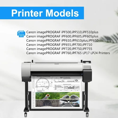Vista 3 de LCL PFI102 MBK Cartucho de tinta de repuesto para Canon PFI-102 PFI-102MBK para Canon imagePROGRAF iPF500 iPF510 iPF600 iPF605 iPF610 iPF650 iPF655