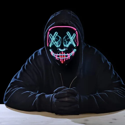 Vista 4 de Máscara de Purga para niños y adultos 2 colores con luz LED máscara de máscaras con 3 modos de luz para Halloween fiesta festival