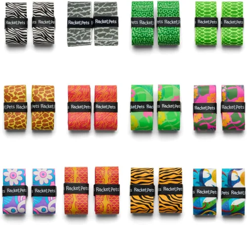 Vista 4 de Racket Pets Raqueta de tenis para niños, cinta antideslizante de agarre de tenis con estampado animal para raquetas juveniles, divertido agarre