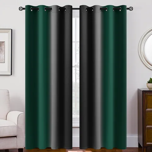 Vista 207 de SimpleHome Cortinas Ombre de negro a gris y blanco para sala de estar, 42