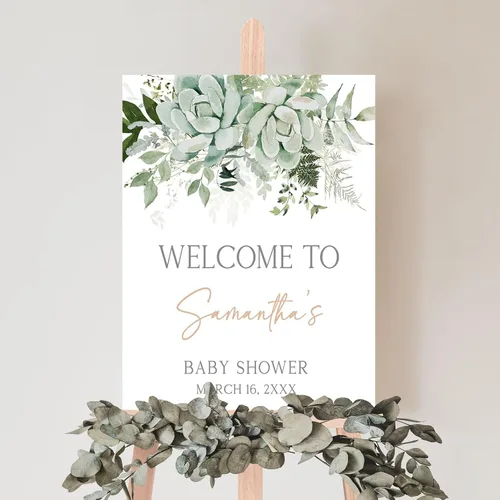 Vista 5 de Letrero de bienvenida personalizado de flores silvestres para baby shower, letrero floral bohemio para baby shower, letrero con nombre personalizado