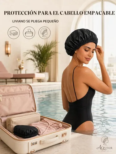 Vista 7 de Aquior Gorro de ducha reutilizable para mujeres, hombres, gorra de pelo impermeable, tamaño grande para cabello largo, trenzas, rizado o corto