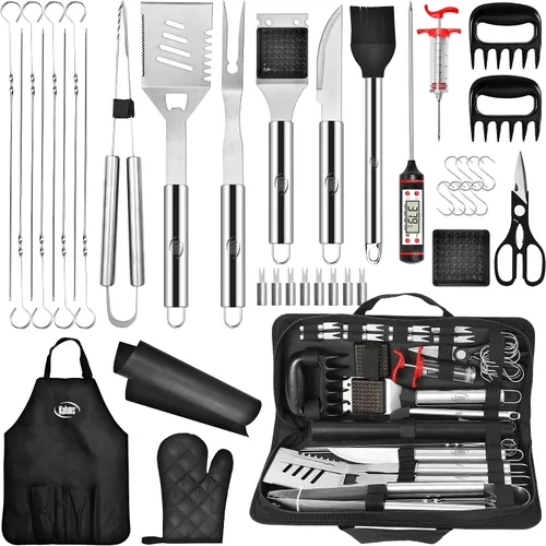 Vista 11 de Kaluns - Accesorios para parrilla, regalos para papá para el día del padre, juego de parrilla de acero inoxidable resistente, accesorios