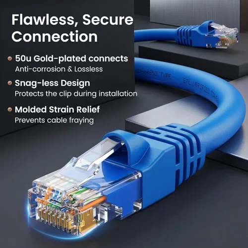 Vista 4 de GEARit Paquete de Cables Ethernet Cat 6 - Paquete de 20 Cables de Conexión Ethernet Cat6 de 1 pie Cable de Conexión de Red RJ45, Conectores