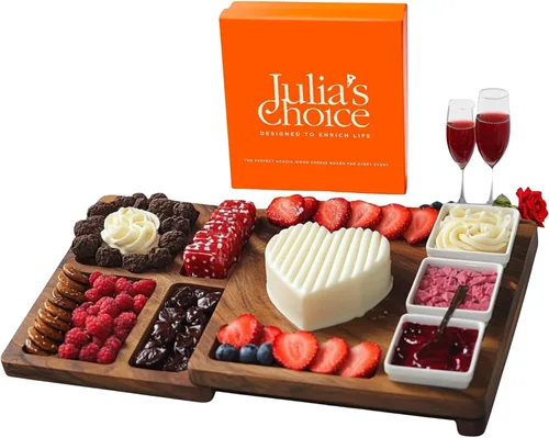 Vista 2 de Juego de regalo de tabla de charcutería, juego de tablas de queso, hecha de madera de acacia, juego giratorio compacto con cuchillos y cuencos