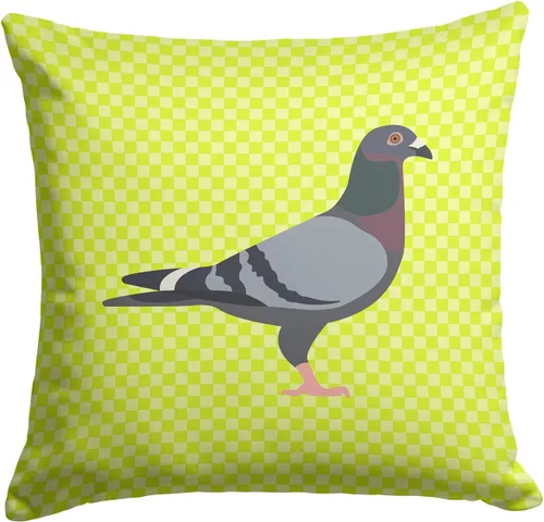 Vista 490 de Caroline's Treasures BB8163PW1414 Beltsville - Almohada decorativa de tela a cuadros pequeños, color blanco, pavo y gallina azul, lavable a máquina