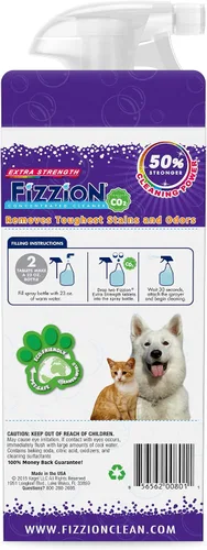 Vista 2 de Fizzion Botella de spray vacía extra fuerte para eliminar manchas y olores de mascotas, 23 onzas con 2 recambios