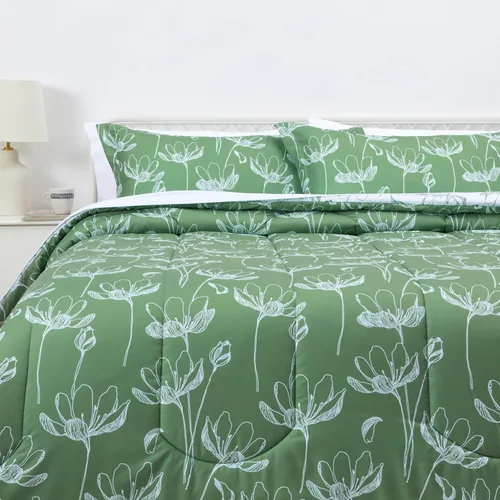 Vista 20 de Amazon Basics - Juego de edredón Twin/Twin XL con sábanas, juego de ropa de cama de 5 piezas, microfibra ligera azul Calvin a rayas, en una bolsa