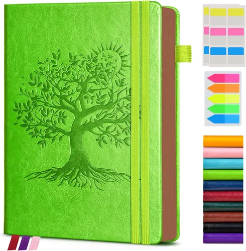 Vista 23 de Diario vintage de cuero con 300 páginas numeradas, diario rayado A4 para hombres y mujeres, diarios para escribir, cuaderno de rayas universitarias