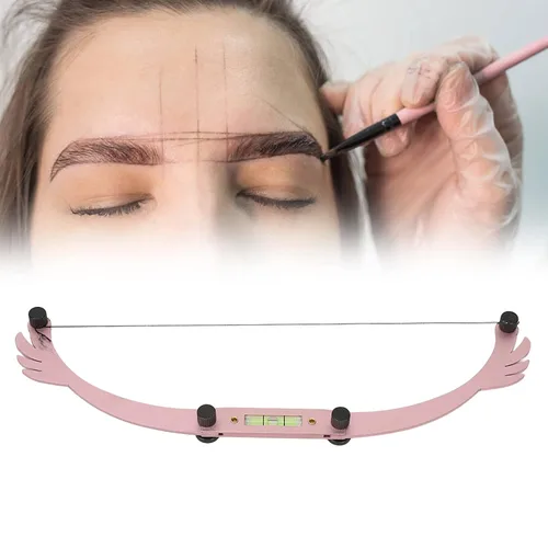 Vista 2 de Juego de reglas de marcador de línea de cejas, herramienta de cuerda de mapeo de cejas plegable Hilo Microblading Line Marker Kit de regla