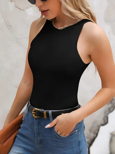 Vista 9 de Body sexy para mujer con cuello halter, body de moda sin mangas, paquete de camisetas sin mangas