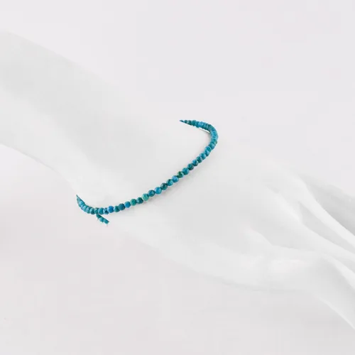 Vista 18 de Natural Gemstone Micro Beads Dainty Bangle Bracelet, Handmade Birthstone Jewelry, Healing Chakra Crystals, Silver Plated 8 inch, Birthday Gift for