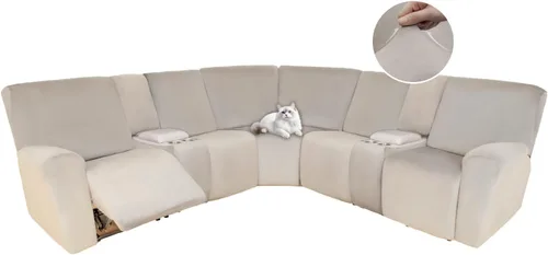 Vista 86 de HDCAXKJ Fundas de sofá seccional reclinable de terciopelo, cubierta de sofá seccional en forma de L, lavable, elástica, suave, para rincón