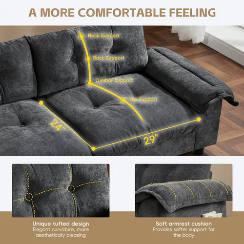 Vista 32 de Sofá modular moderno en forma de U de 115 pulgadas, juego de sofás tapizados grandes con asiento de almacenamiento, sofá cama convertible con diván