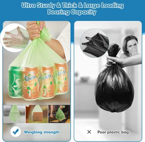 Vista 3 de 110 bolsas de basura pequeñas biodegradables, extragruesas y fuertes, bolsas de basura pequeñas sin perfume, bolsas de basura pequeñas sin perfume