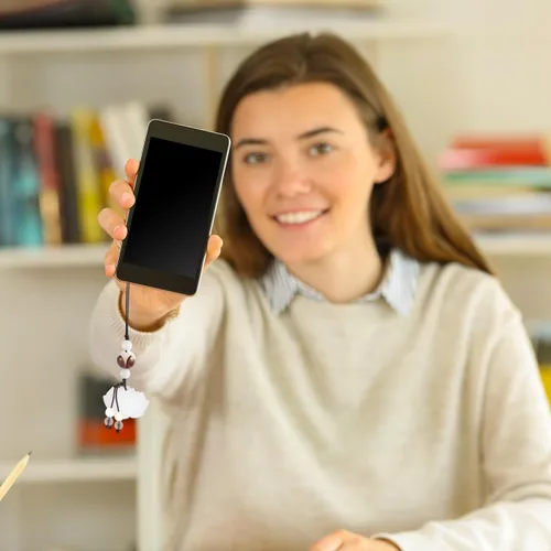 Vista 4 de Hemobllo Correa para teléfono celular - Colgante móvil con dije de la suerte, decoración de cordón celular para llavero móvil
