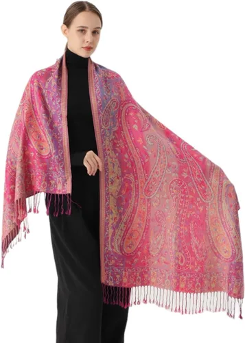 Vista 6 de Bufanda Pashmina para mujer, diseño de arcoíris, colorido, suave, ligero, chal de boda Lima Rainbow Ny041-3
