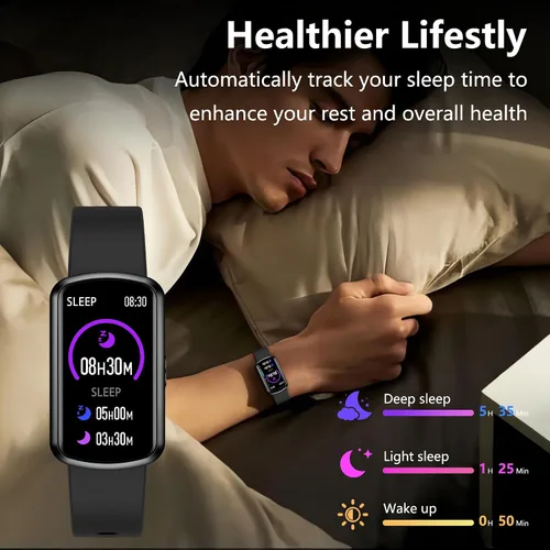Vista 5 de Monitor de salud y fitness, reloj inteligente con frecuencia cardíaca 24/7, monitor de actividad con presión arterial y monitor de oxígeno