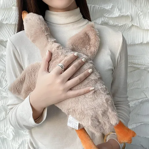 Vista 3 de Tanha Peluche de ganso, suave felpa de ganso, lindo ganso de peluche, animal de peluche de pato, 20 pulgadas, marrón