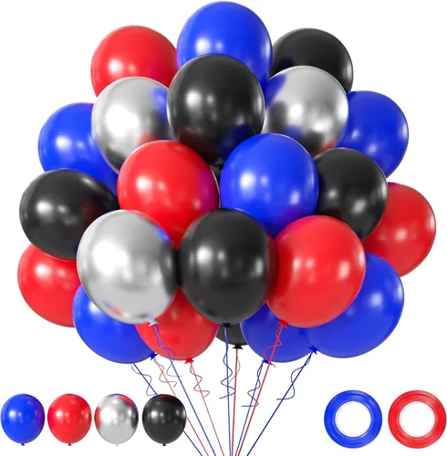 Vista 14 de Globos negros y dorados, 50 globos de confeti negro y dorado de 12 pulgadas, decoraciones de fiesta para cumpleaños, graduación, Año Nuevo, boda